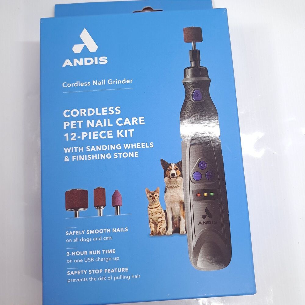 Andis Cordless Pet Nail Care Kit Nail Grinder 12 Piece DNG-1 Smooths dog cat